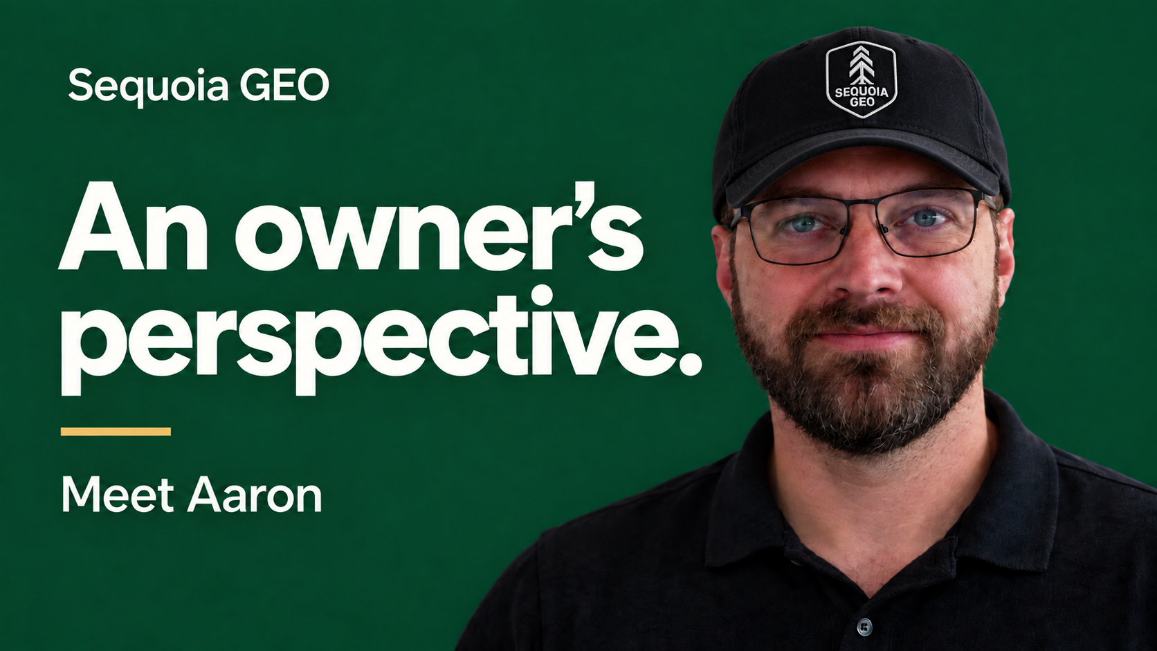 Aaron Husak wearing a Sequoia GEO hat